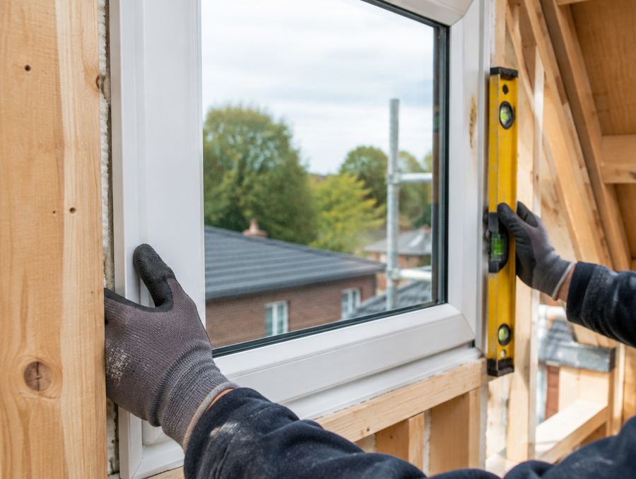 Kozijn wordt waterpas en op maat geplaatst